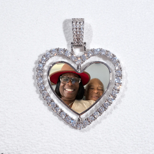 3D Spinning 2-Faced Heart Custom Picture Pendant