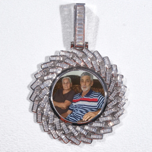 Large 3D Baguette Custom Picture Pendant