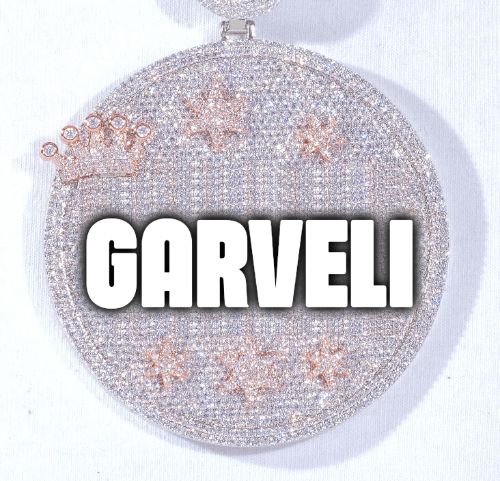 CUSTOM LETTER NECKLACE 3D BIG CROWN DISC