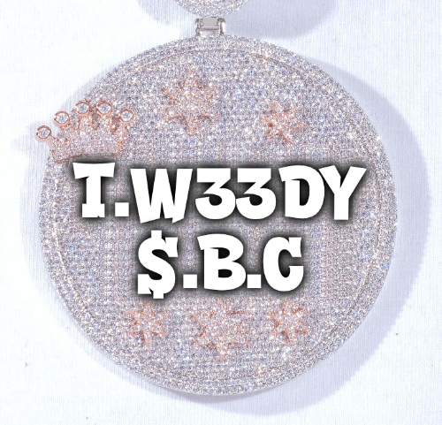 CUSTOM LETTER NECKLACE 3D BIG CROWN DISC