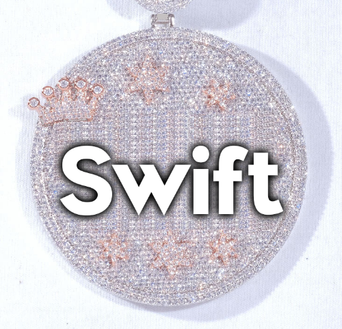 CUSTOM LETTER NECKLACE 3D BIG CROWN DISC