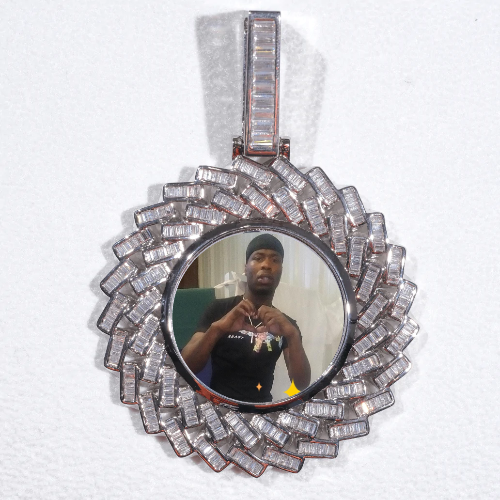 Large 3D Baguette Custom Picture Pendant