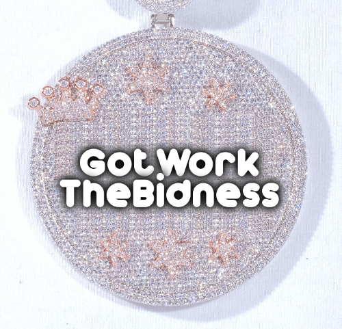 CUSTOM LETTER NECKLACE 3D BIG CROWN DISC