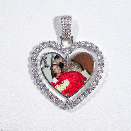 3D Spinning 2-Faced Heart Custom Picture Pendant