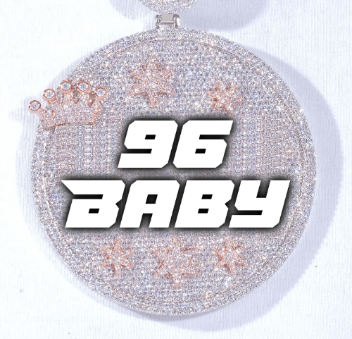 CUSTOM LETTER NECKLACE 3D BIG CROWN DISC