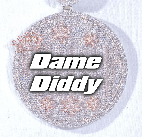 CUSTOM LETTER NECKLACE 3D BIG CROWN DISC