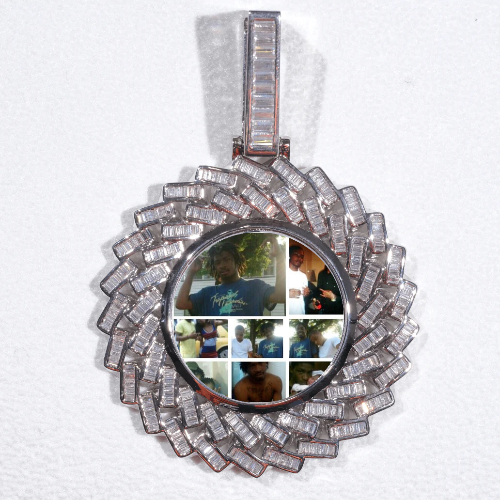 Large 3D Baguette Custom Picture Pendant