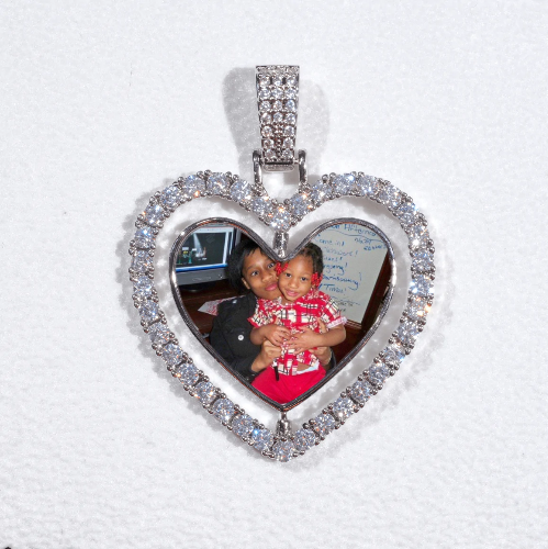 3D Spinning 2-Faced Heart Custom Picture Pendant