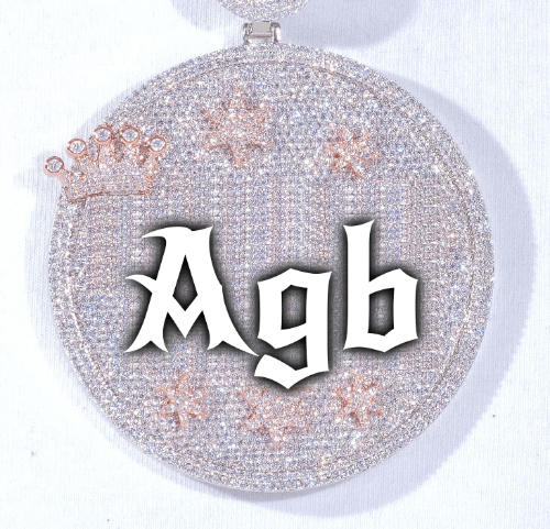 CUSTOM LETTER NECKLACE 3D BIG CROWN DISC