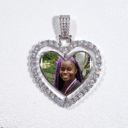 3D Spinning 2-Faced Heart Custom Picture Pendant