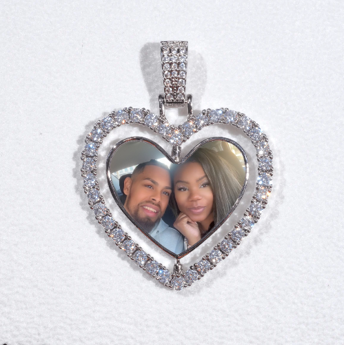3D Spinning 2-Faced Heart Custom Picture Pendant
