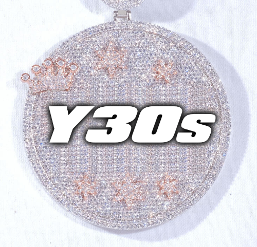 CUSTOM LETTER NECKLACE 3D BIG CROWN DISC
