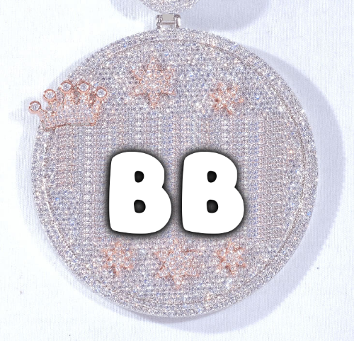 CUSTOM LETTER NECKLACE 3D BIG CROWN DISC