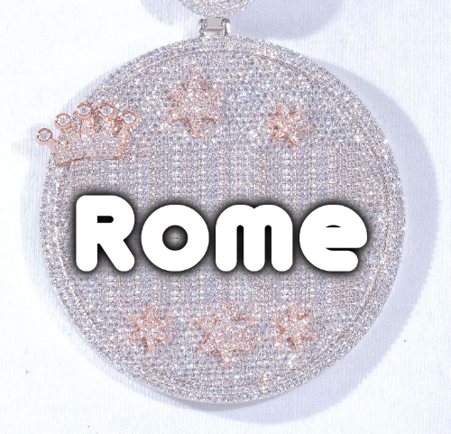 CUSTOM LETTER NECKLACE 3D BIG CROWN DISC