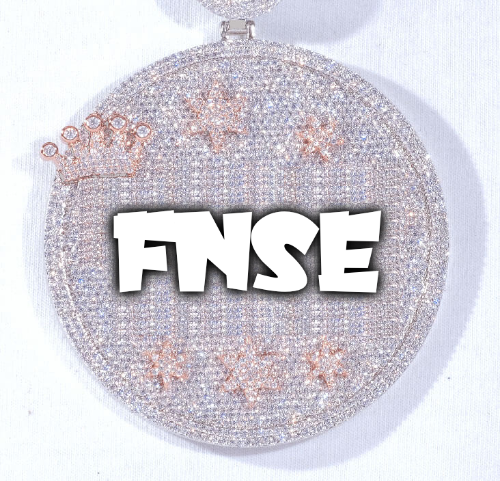 CUSTOM LETTER NECKLACE 3D BIG CROWN DISC