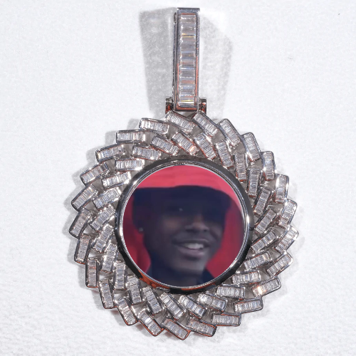 Large 3D Baguette Custom Picture Pendant