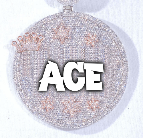 CUSTOM LETTER NECKLACE 3D BIG CROWN DISC