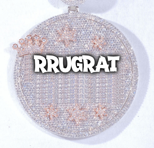 CUSTOM LETTER NECKLACE 3D BIG CROWN DISC