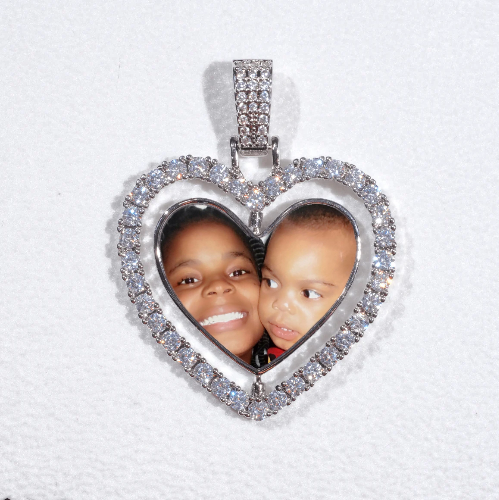 3D Spinning 2-Faced Heart Custom Picture Pendant