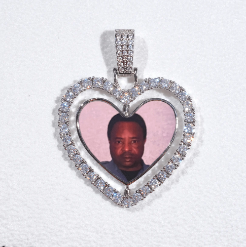 3D Spinning 2-Faced Heart Custom Picture Pendant