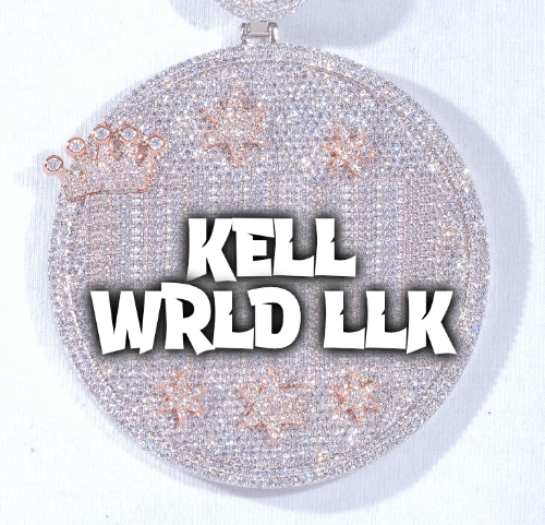CUSTOM LETTER NECKLACE 3D BIG CROWN DISC