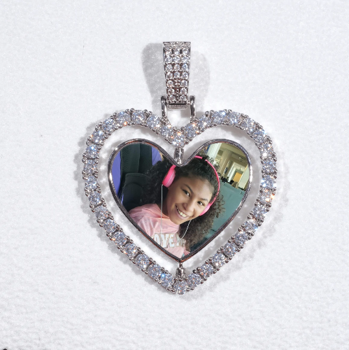 3D Spinning 2-Faced Heart Custom Picture Pendant