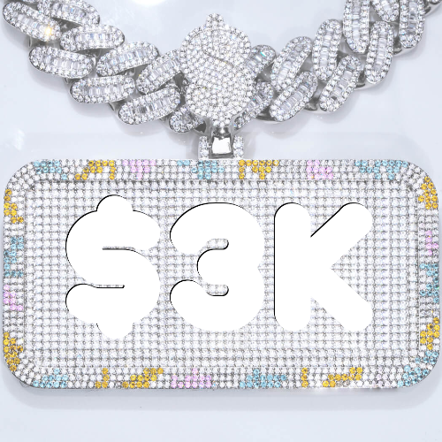 CUSTOM LETTER NECKLACE 3D COLORFUL SQUARE