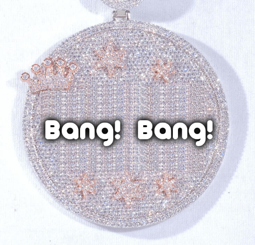 CUSTOM LETTER NECKLACE 3D BIG CROWN DISC