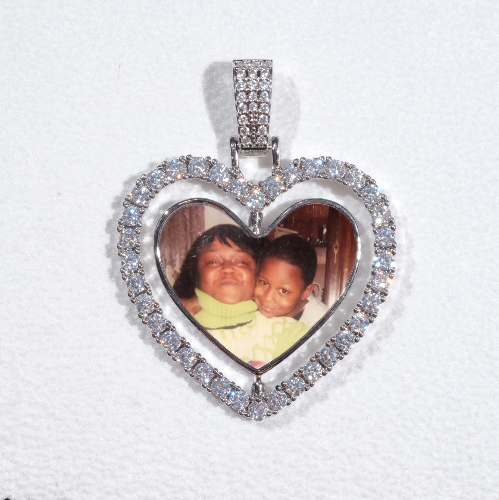 3D Spinning 2-Faced Heart Custom Picture Pendant