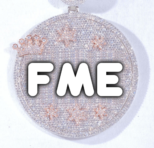 CUSTOM LETTER NECKLACE 3D BIG CROWN DISC
