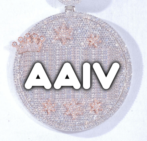 CUSTOM LETTER NECKLACE 3D BIG CROWN DISC