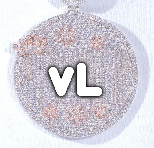 CUSTOM LETTER NECKLACE 3D BIG CROWN DISC