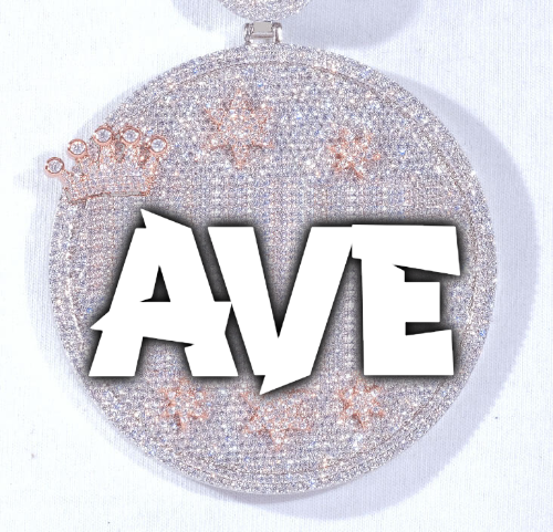 CUSTOM LETTER NECKLACE 3D BIG CROWN DISC