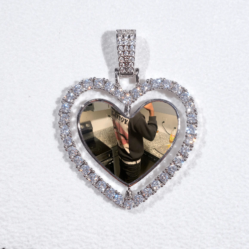 3D Spinning 2-Faced Heart Custom Picture Pendant