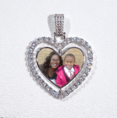 3D Spinning 2-Faced Heart Custom Picture Pendant
