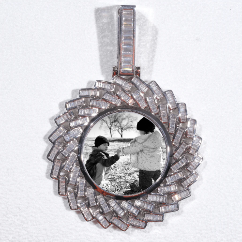 Large 3D Baguette Custom Picture Pendant