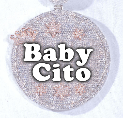 CUSTOM LETTER NECKLACE 3D BIG CROWN DISC