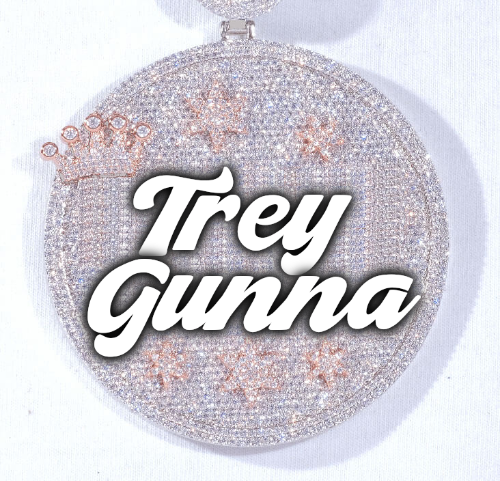 CUSTOM LETTER NECKLACE 3D BIG CROWN DISC