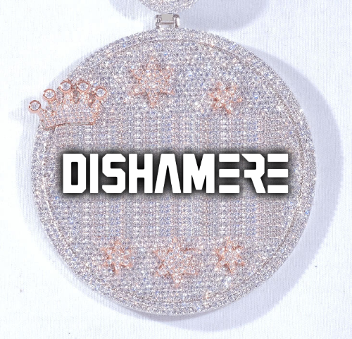 CUSTOM LETTER NECKLACE 3D BIG CROWN DISC