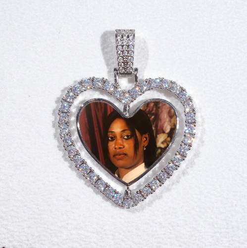 3D Spinning 2-Faced Heart Custom Picture Pendant