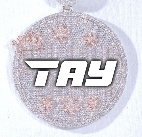 CUSTOM LETTER NECKLACE 3D BIG CROWN DISC