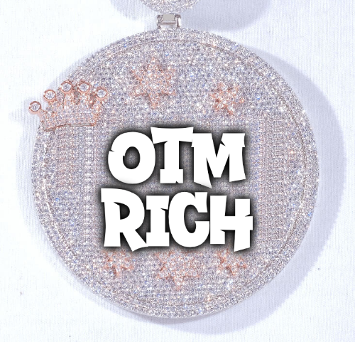 CUSTOM LETTER NECKLACE 3D BIG CROWN DISC