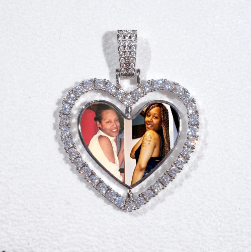 3D Spinning 2-Faced Heart Custom Picture Pendant