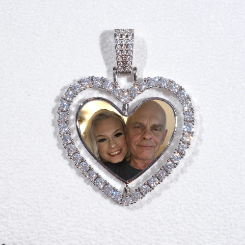 3D Spinning 2-Faced Heart Custom Picture Pendant
