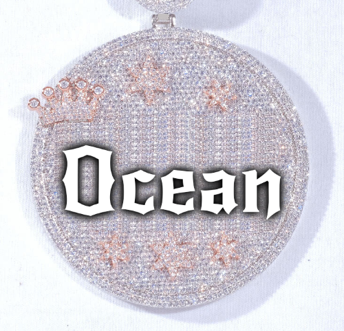 CUSTOM LETTER NECKLACE 3D BIG CROWN DISC