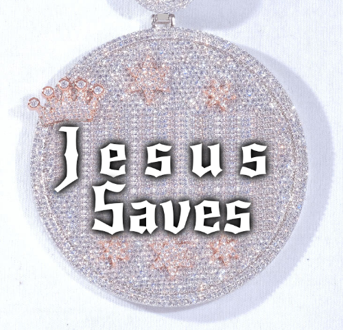 CUSTOM LETTER NECKLACE 3D BIG CROWN DISC