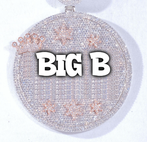 CUSTOM LETTER NECKLACE 3D BIG CROWN DISC