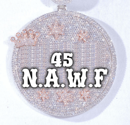 CUSTOM LETTER NECKLACE 3D BIG CROWN DISC