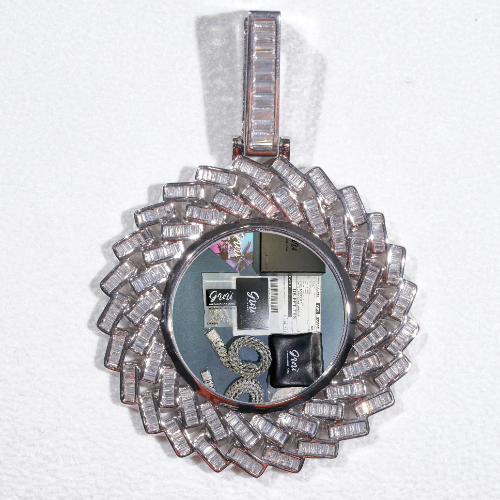 Large 3D Baguette Custom Picture Pendant