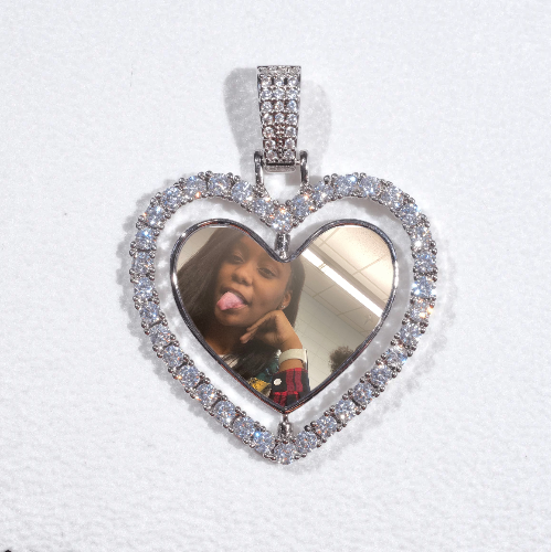 3D Spinning 2-Faced Heart Custom Picture Pendant